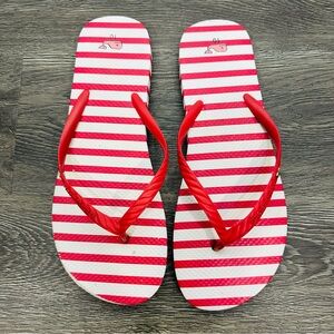 Vineyard Vines Red and White Striped Flip Flops Sandals Size 10
